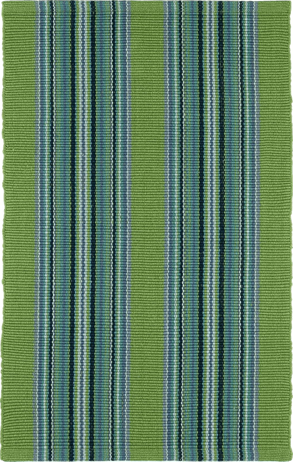 Outdoor Green Dash and Albert Green Handwoven Indoor/Outdoor Rug, 9 X 12 Feet, Green/Blue Stripe Pattern