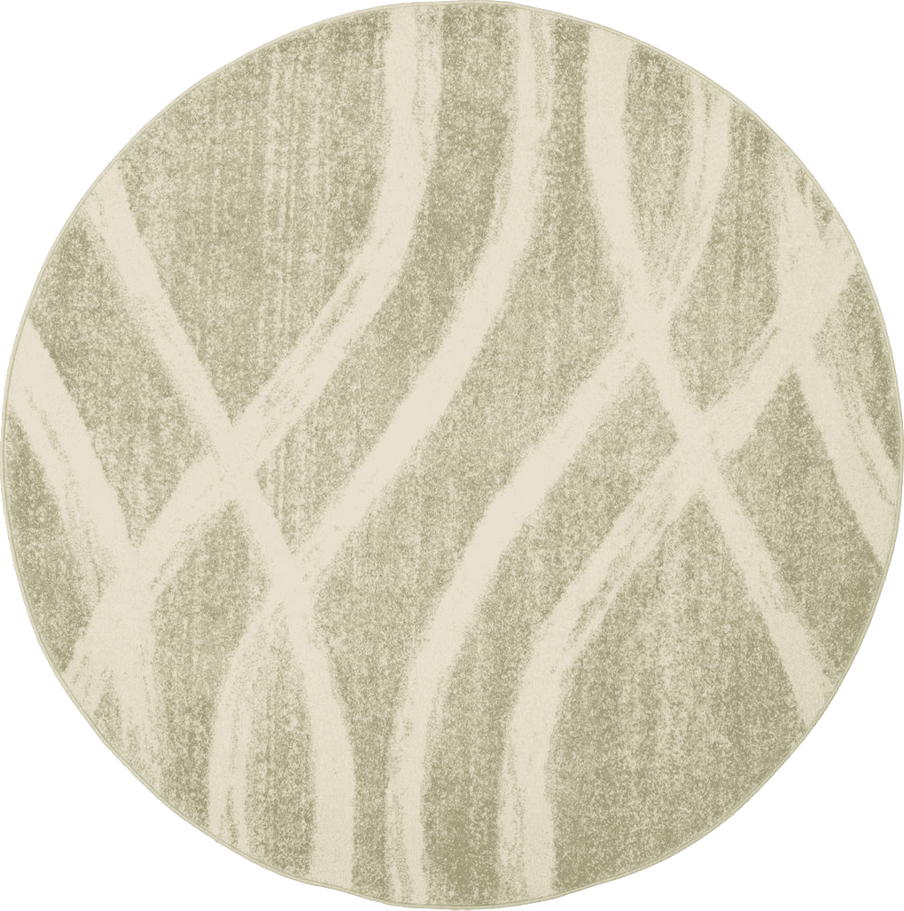 SAFAVIEH Adirondack Collection Area Rug - 6' Round, Sage & Cream, Modern Wave Distressed Design, Non-Shedding & Easy Care, Ideal for High Traffic Areas in Living Room, Bedroom (ADR125X)