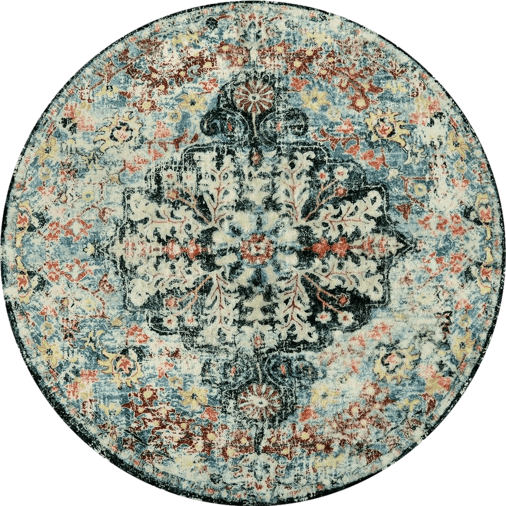 Area Green All Rounds/Square Lahome Bohemian Floral Medallion Round Rug - 4Ft Entryway Round Area Rug Soft Bathroom Circle Mat, Teal Turkish Non Slip Machine Washable Indoor Accent Carpet for Bedroom Kitchen Coffee Table