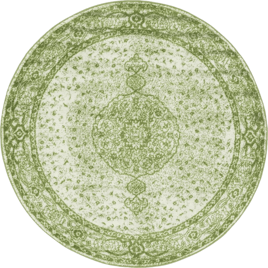 Area Green All Rounds/Square Unique Loom Bromley Collection Area Rug - Midnight (5' 1" Round, Green/ Ivory)