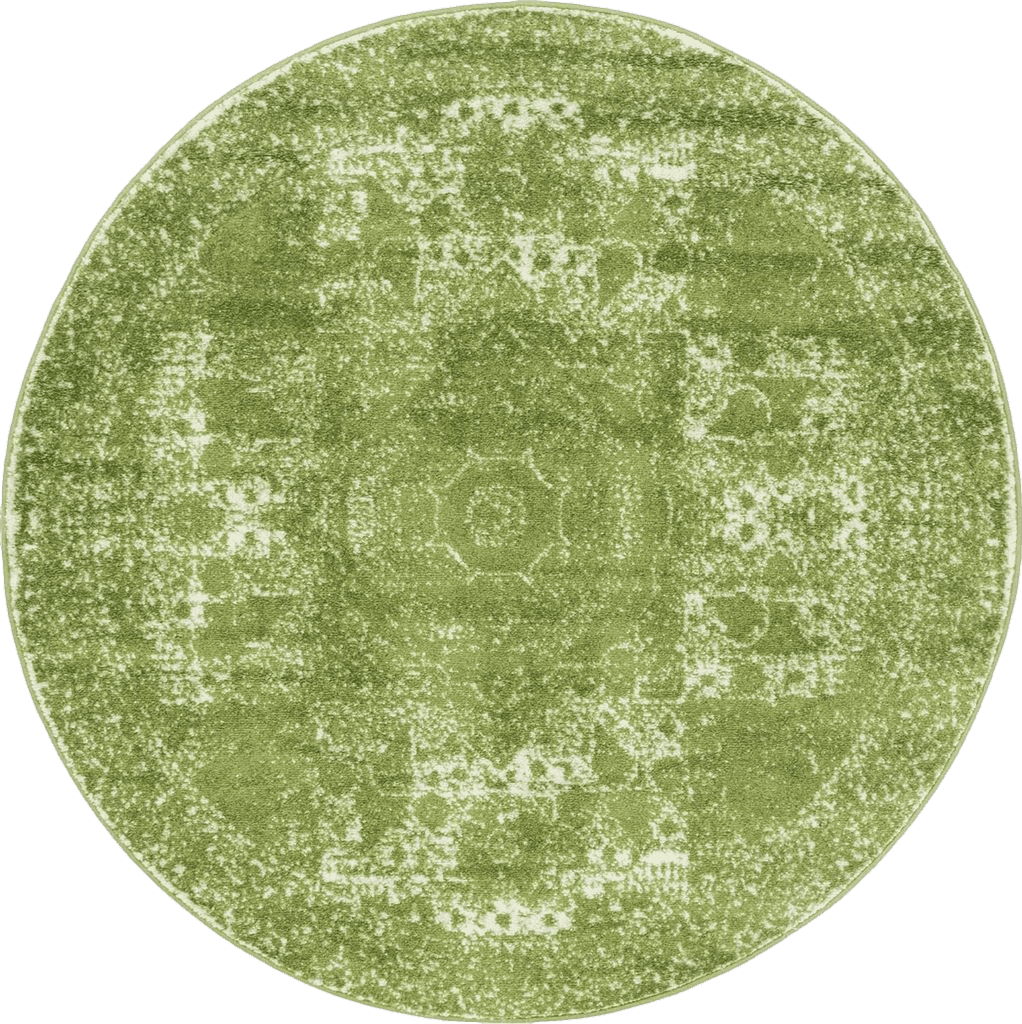 Area Green All Rounds/Square Rugs.com Dover Collection Rug – 5 Ft Round Green Low-Pile Rug Perfect for Kitchens, Dining Rooms