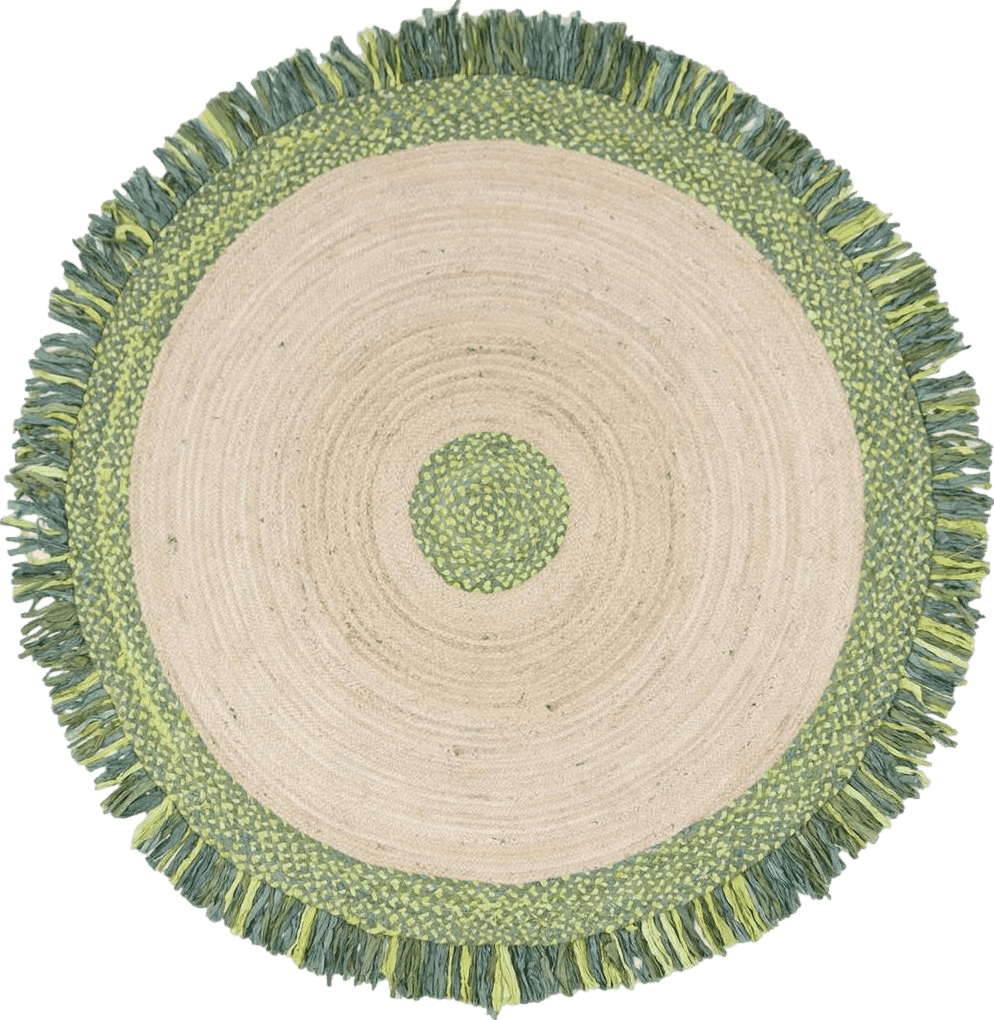 Area Green All Rounds/Square SAFAVIEH Cape Cod Collection 6' Round Green / Natural CAP212Y Handmade Boho Fringe Jute & Cotton Area Rug