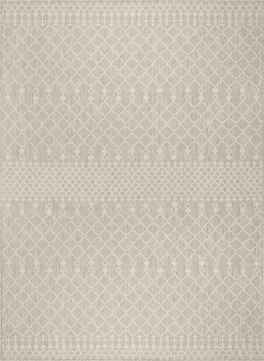 Nourison Positano Indoor/Outdoor Light Grey 8' x 10' Area Rug, Easy Cleaning, Non Shedding, Bed Room, Living Room, Dining Room, Backyard, Deck, Patio (8x10)