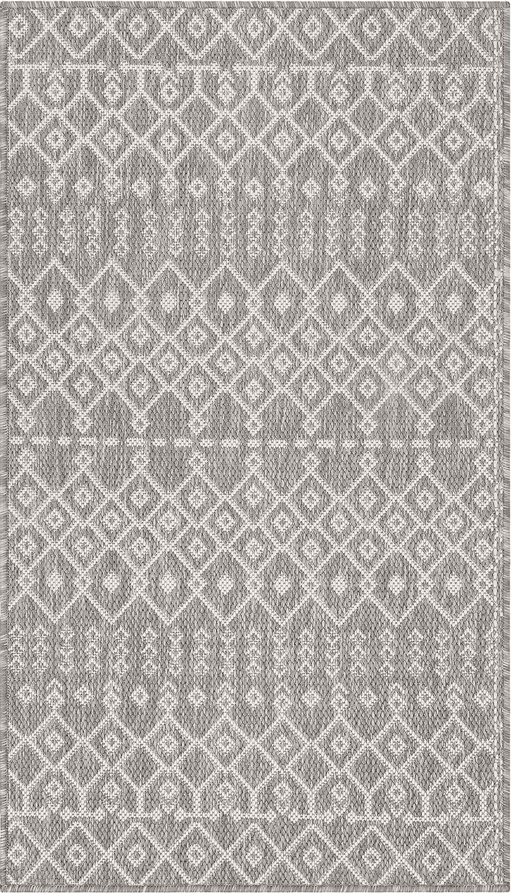 Well Woven Indoor/Outdoor Area Rug (2'3" x 3'11") Nors Light Grey Nordic Lattice