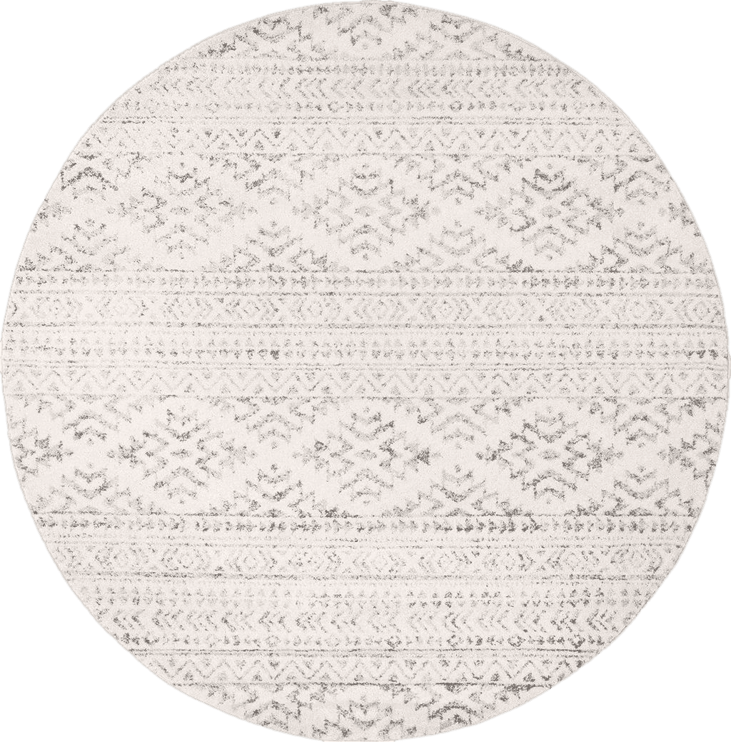 Area White All Rounds/Square SAFAVIEH Tulum Collection Area Rug - 6'7" Round, Ivory & Grey, Moroccan Boho Tribal Design, Non-Shedding & Easy Care, Ideal for High Traffic Areas in Living Room, Bedroom (TUL272A)