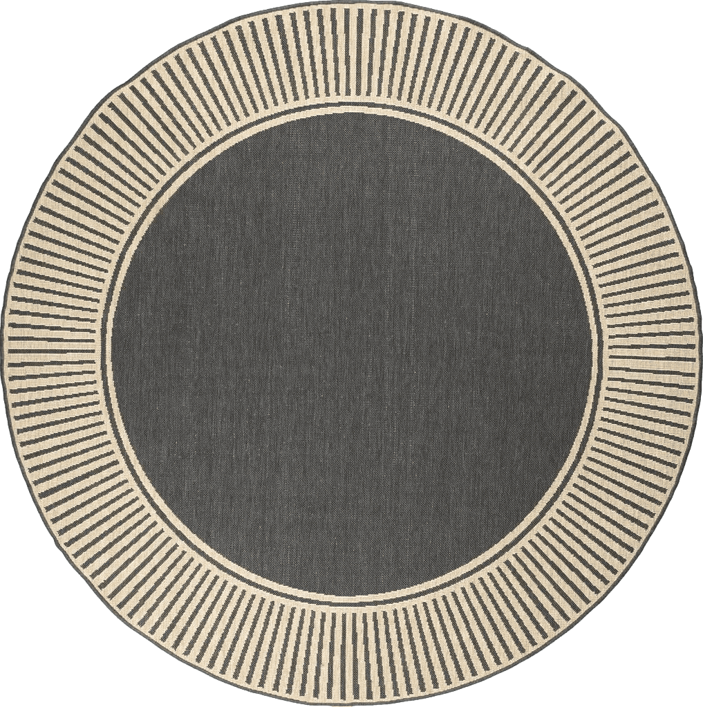 nuLOOM Asha Simple Border Indoor/Outdoor Area Rug, 6' 7" Round, Dark Grey