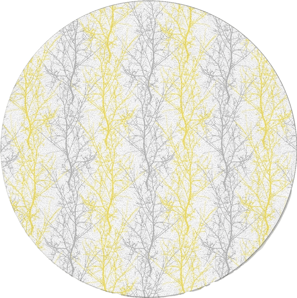 Round Area Rug 3.3ft Carpet Runner, Grey Yellow Area Rug Washable Floor Cover Throw Rugs for Bedroom Living Room Modern Accent Mat Home Decor Abstract Tree Branch Botanical Print