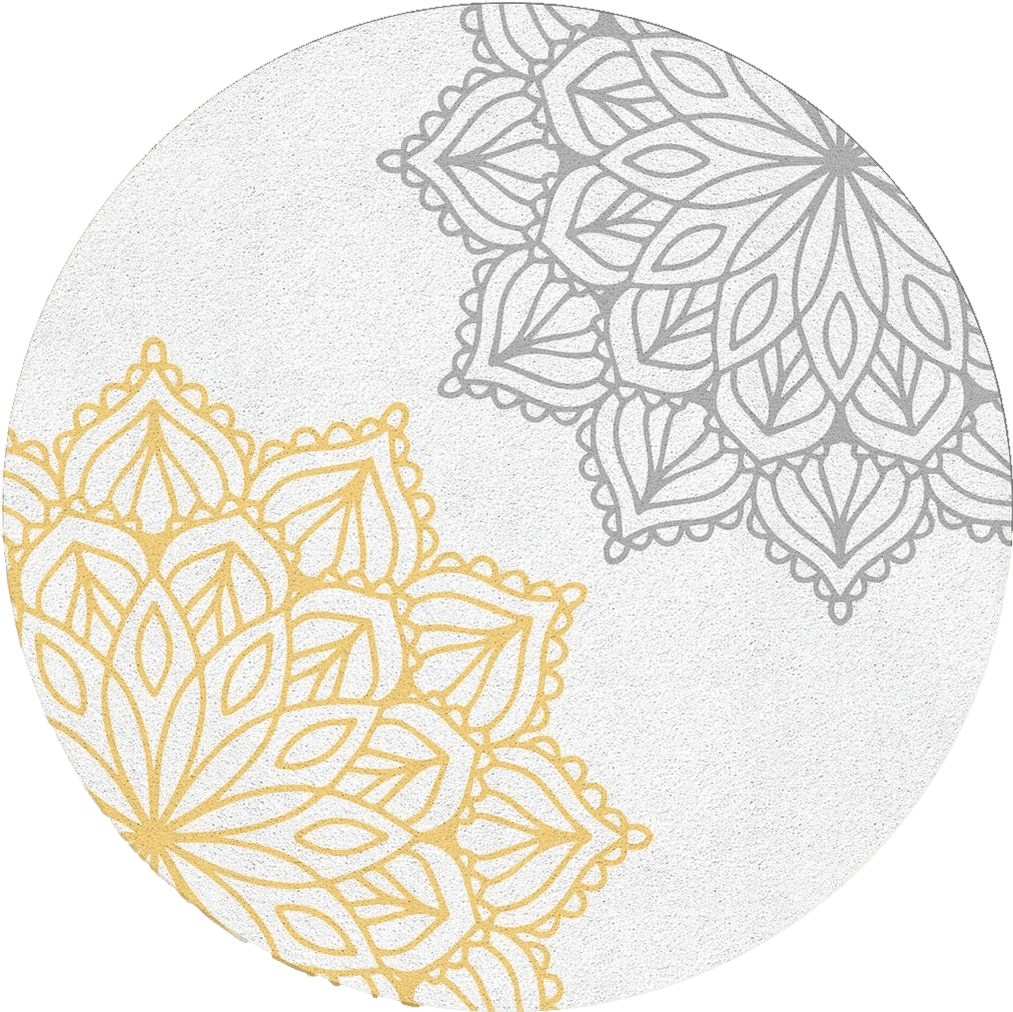 Round Area Rug 3ft Grey and Yellow Floral Floor Carpets Washable Indoor Floor Area Mat Stain-Proof Mat Non-Skid Rugs for Living Room Dining Kitchen Bedroom Nursery, Flowers Abstract Pattern Rug