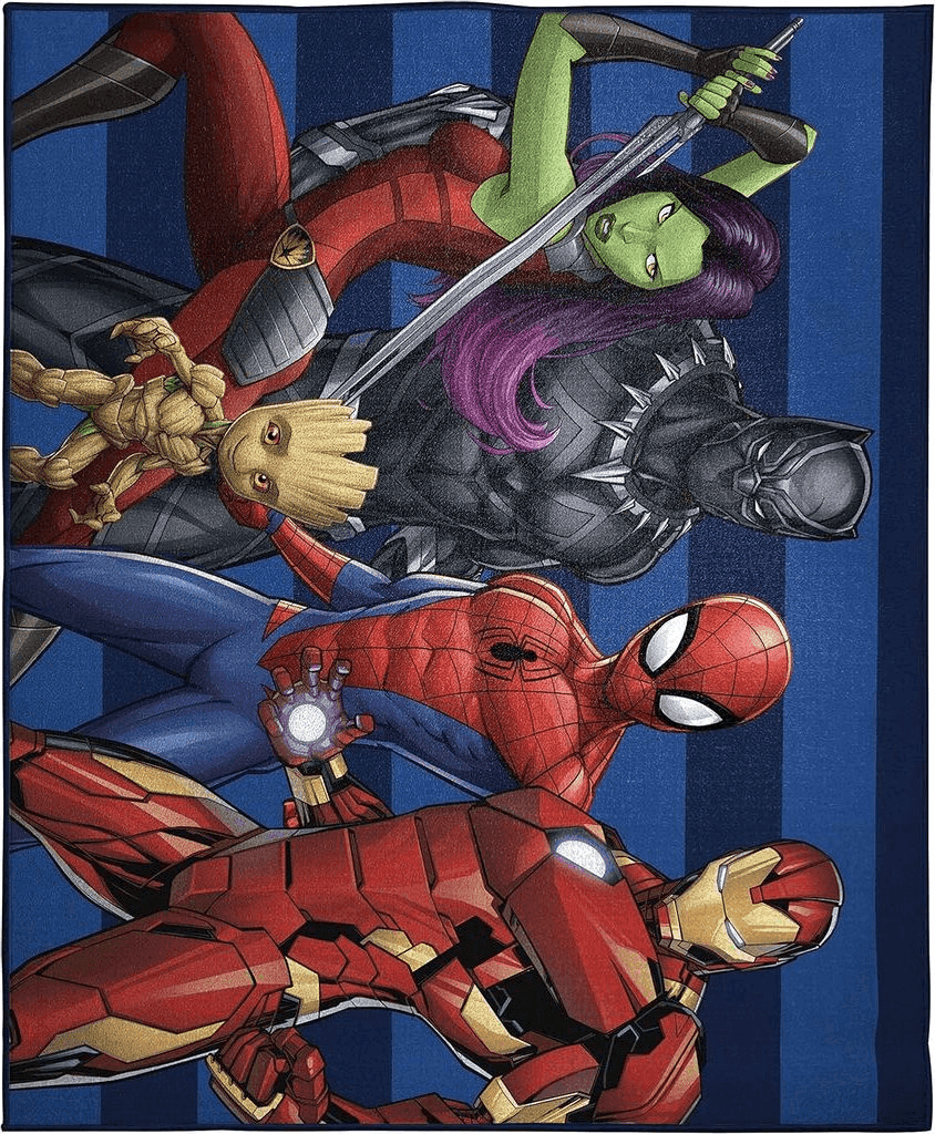 Jay Franco Marvel Avengers Odd Squad Kids Room Rug - Large Area Rug Measures 4 x 5 Feet - Featuring Spiderman, Iron Man, Black Panther, Gamora, & Groot