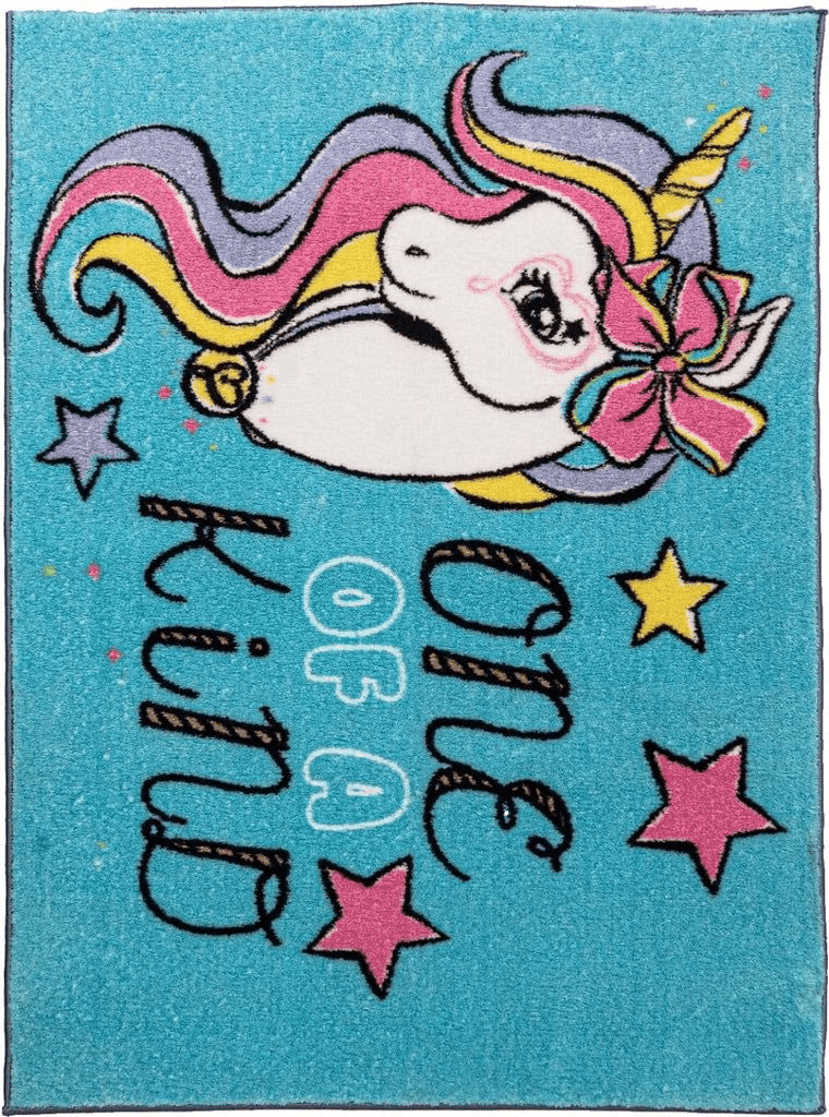 Gertmenian Nick Jr. JoJo Siwa Area Rug, Girls Home Decor Suitable for Classroom, Nursery, Bedroom, or Play Area, Ideal for Kids and Young Children 40x54in Blue/Teal, One of a Kind Unicorn 19839