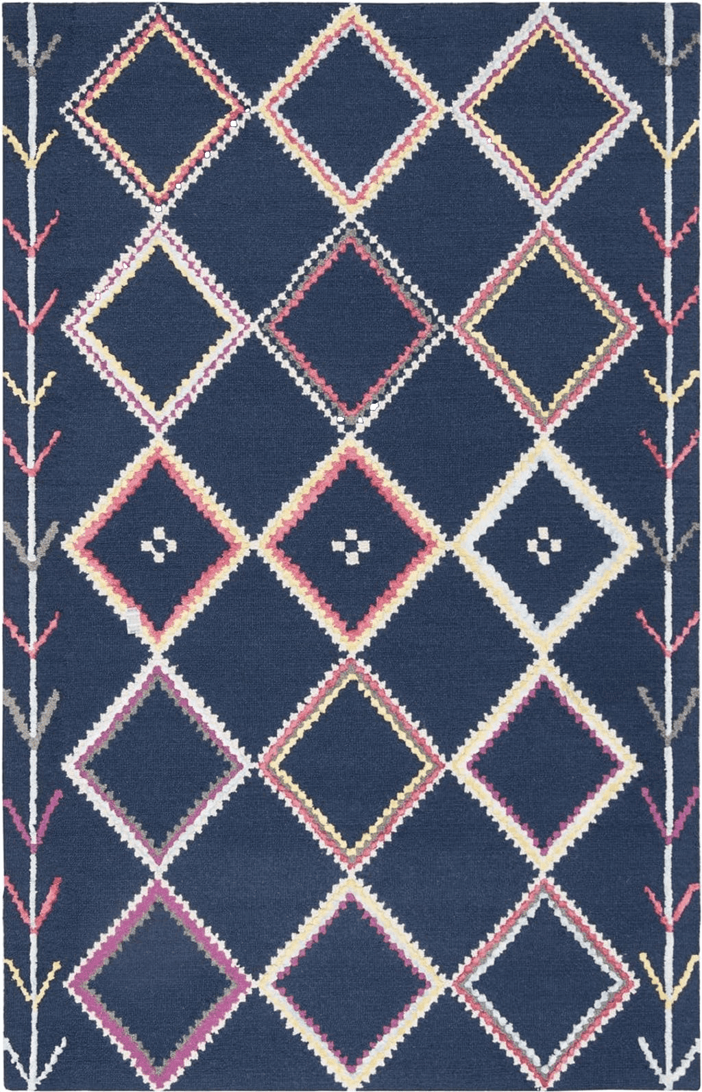 SAFAVIEH Bellagio Collection 6' x 9' Navy / Multi BLG563N Handmade Moroccan Boho Premium Wool Area Rug