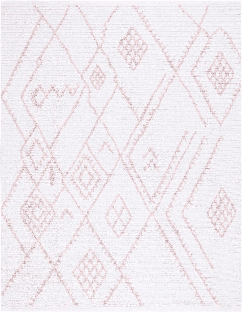 Safavieh Augustine Collection Area Rug - 6'4" x 9'6", Ivory & Pink, Moroccan Boho Fringe Design, Non-Shedding & Easy Care, Ideal for High Traffic Areas in Living Room, Bedroom (AGT835U)