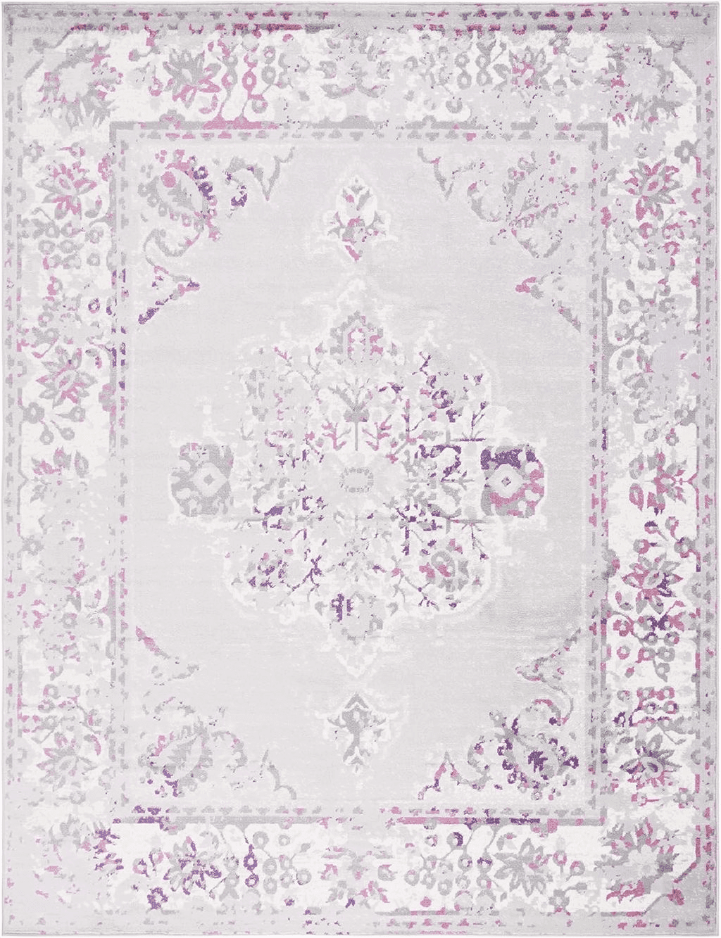 6x9 SAFAVIEH Skyler Collection 6' x 9' Grey / Pink SKY169P Distressed Medallion Non-Shedding Living Room Bedroom Dining Home Office Area Rug
