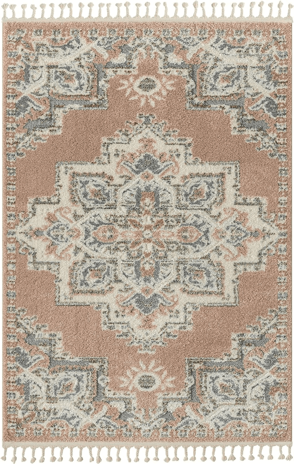 LUXE WEAVERS Non-Shed Southwestern Medallion Pink 6x9 Area Rug, Stain-Resistant Carpet