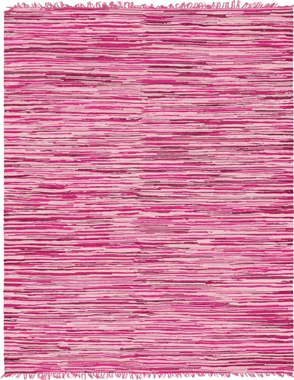 Unique Loom Chindi Cotton Collection Hand Woven Natural Fibers Area Rug_CCH002, 9 ft x 12 ft, Pink/Ivory