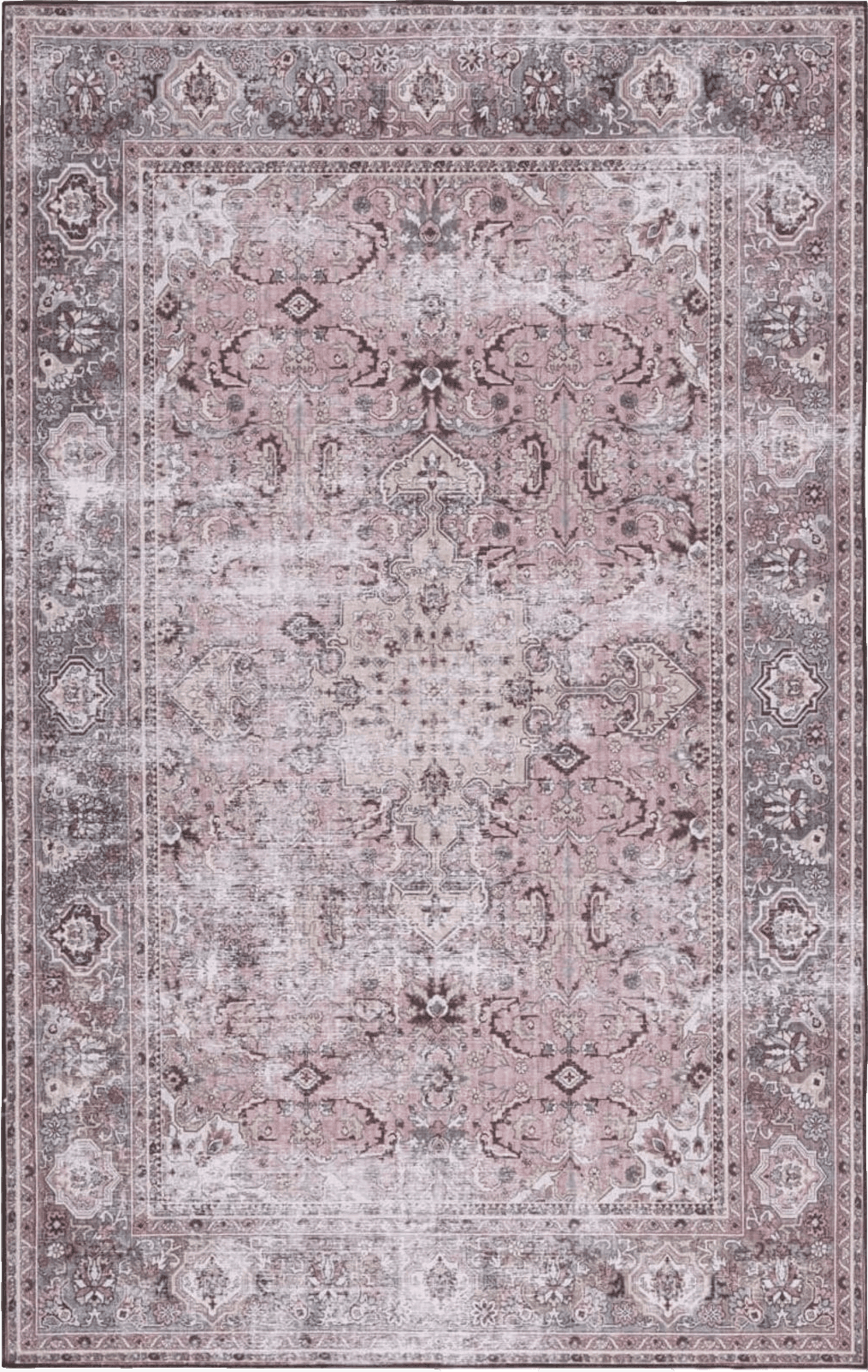 SAFAVIEH Tucson Collection Area Rug - 9' x 12', Pink & Beige, Persian Design, Non-Shedding Machine Washable & Slip Resistant Ideal for High Traffic Areas in Living Room, Bedroom (TSN144U)