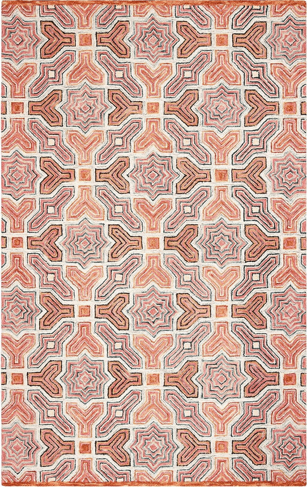 SAFAVIEH Aspen Collection Area Rug - 9' x 12', Pink & Orange, Handmade Boho Wool, Ideal for High Traffic Areas in Living Room, Bedroom (APN260U)