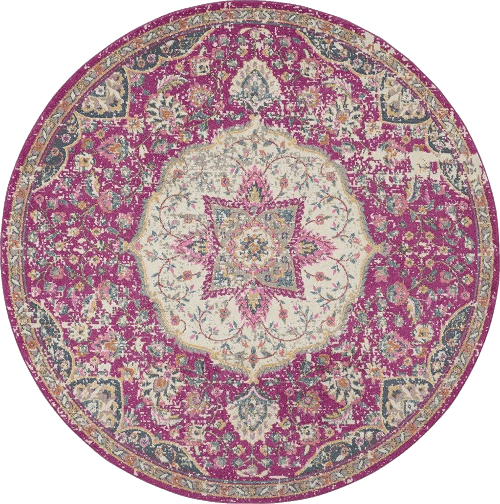 HomeRoots 5' Pink Round Dhurrie Area Rug