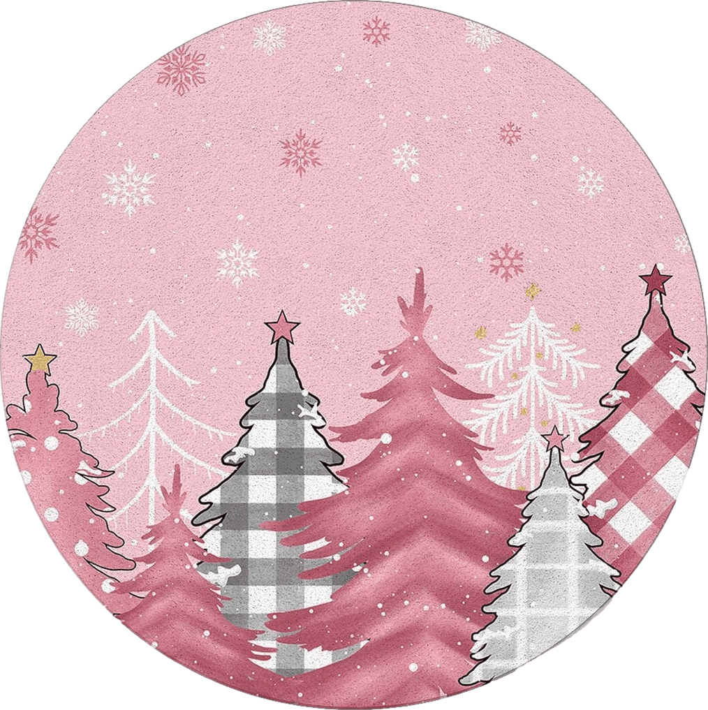 Area Pink All Rounds/Square Blush Pink Round Area Rug 3.3ft,Washable Outdoor Indoor Carpet Runner Rug for Bedroom,Kitchen,Bathroom,Living/Dining/Laundry Room,Office,Area+Rug Bath Door Mat Christmas Pine Tree Lattice Dots