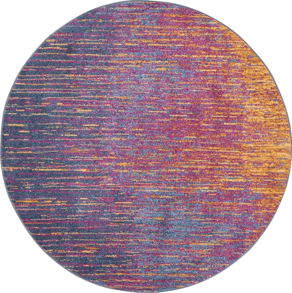 Area Pink All Rounds/Square HomeRoots 5' Blue and Pink Round Abstract Power Loom Area Rug