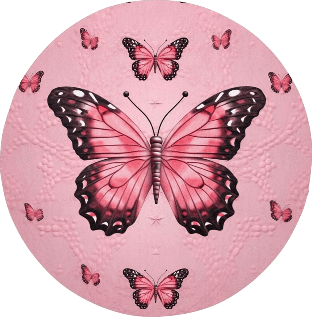 Area Pink All Rounds/Square Butterfly Pink Print Round Area Rug Flannel Non-Slip Washable Soft Carpet Floor Mat Home Decor for Living Room Bedroom Study
