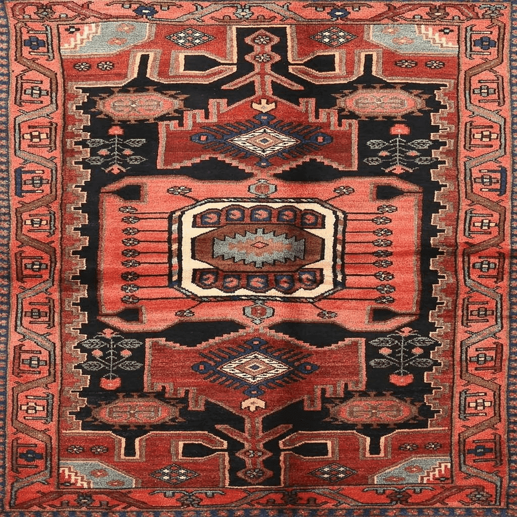 Bohemian Red AHGLY Machine Washable Traditional Rust Pink Rug 8' Round
