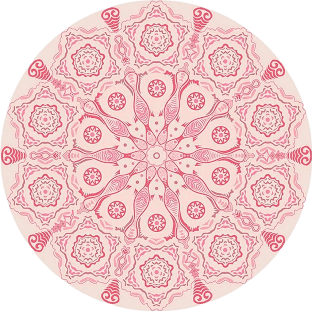 Area Pink All Rounds/Square Pink Boho Round Area Rug for Bedroom Entryway 2ft Indoor Doormats Circle Mandala Floral Rugs Polyester Non-Slip Carpet