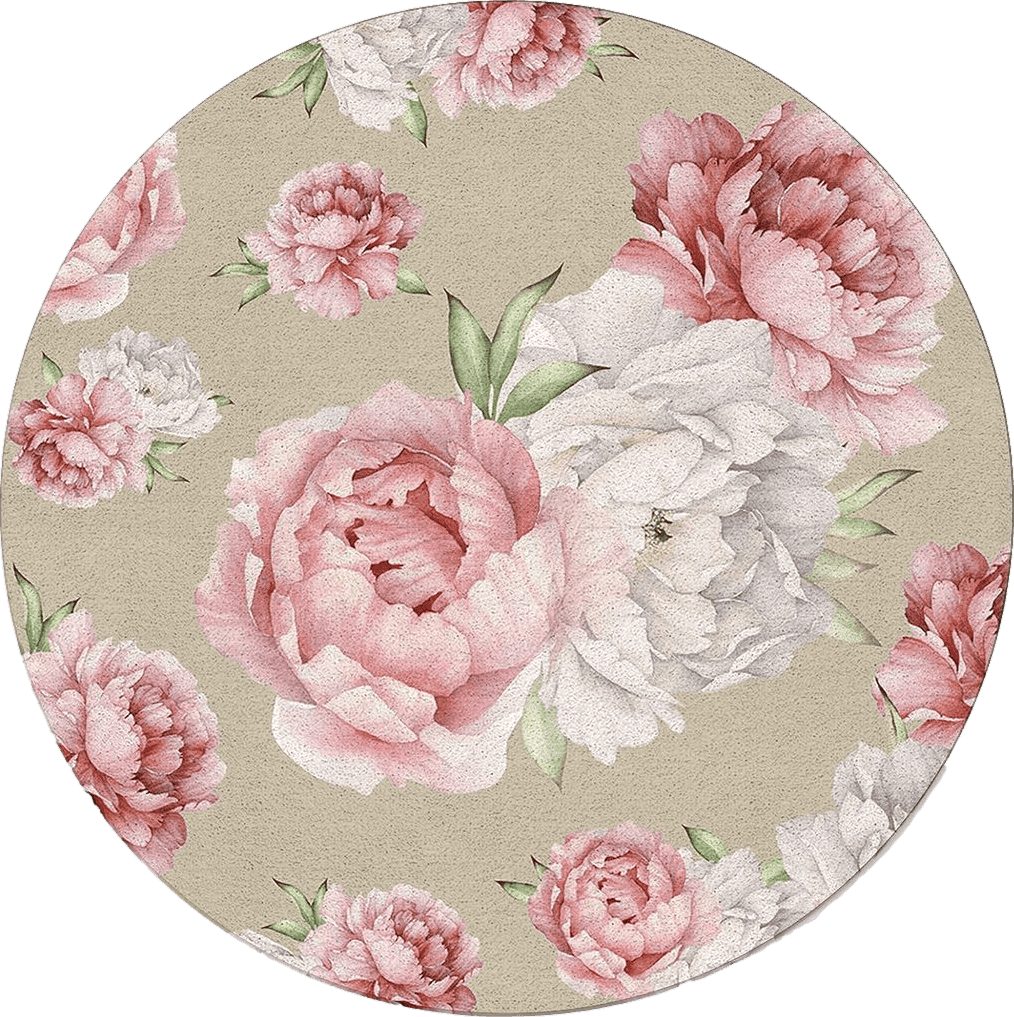 Area Pink All Rounds/Square Spring Pink Watercolor Peonies Farmhouse Brown Round Area Rugs 3 ft Diameter Indoor Mats Decorative Rug Carpet Floor Mat Yoga Mat for Boys Girls Playroom Home Decor