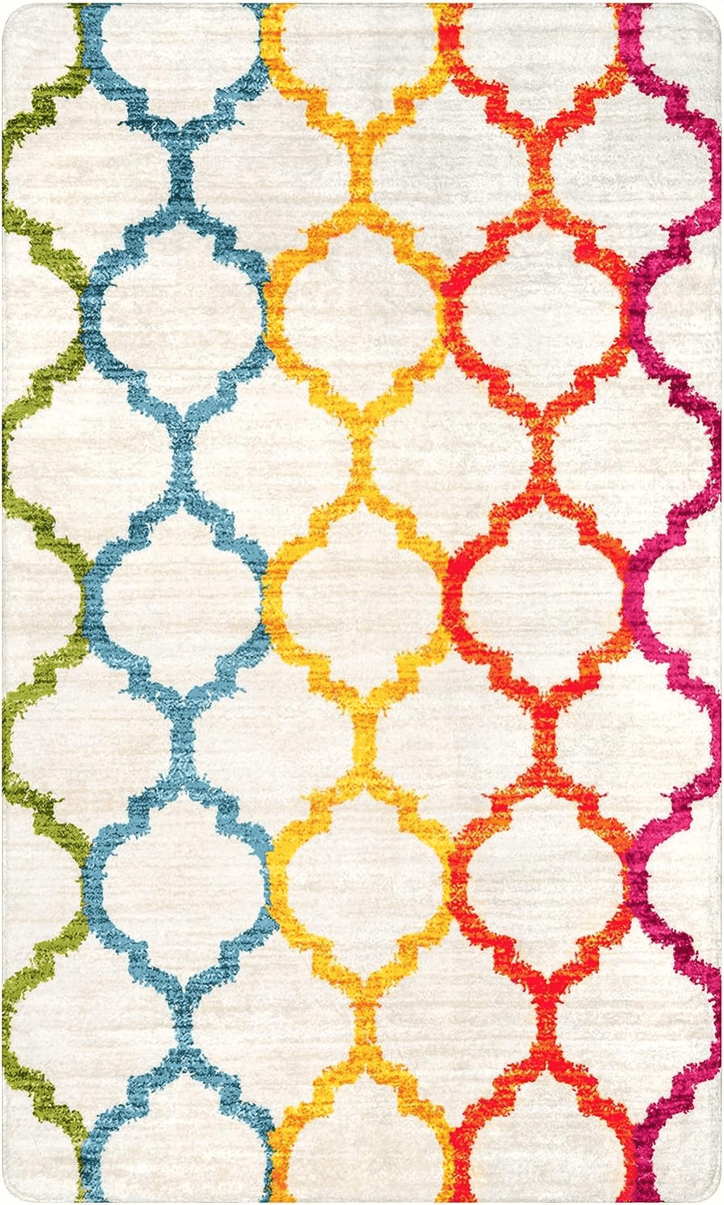 Rainbow Lahome Moroccan Colorful Living Room Area Rug - 3x5 Washable Throw Soft Rugs for Bedroom Carpet Non-Slip Low-Plie Entryway Kitchen Rugs Rainbow Print Distressed Floor Carpet for Kids Nursery Office