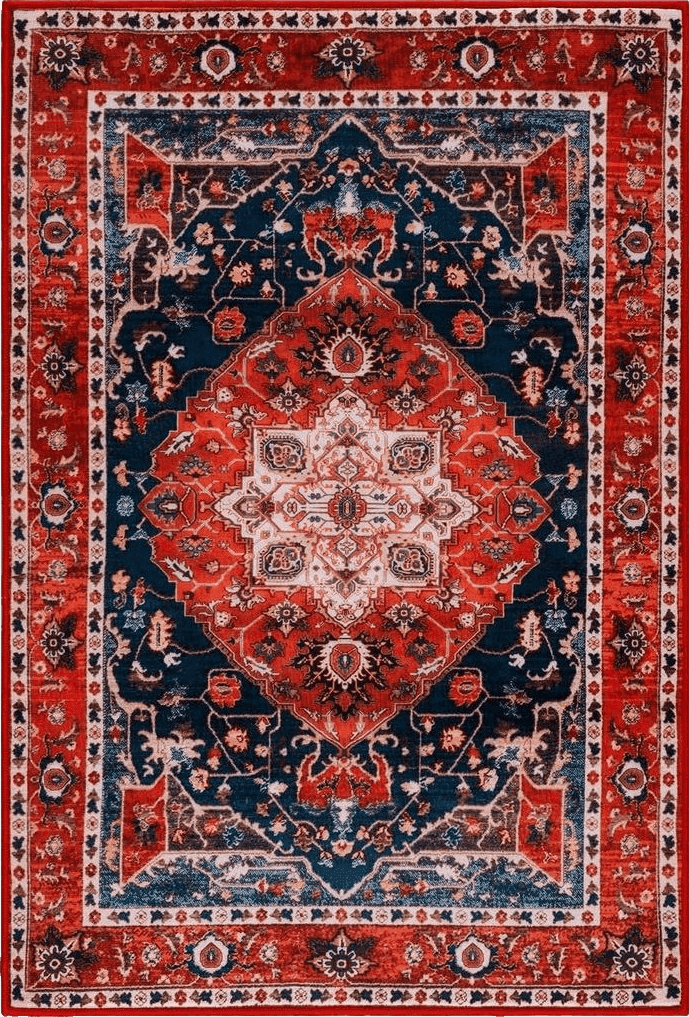 Bedroom Red ULTSOFE Area Rug, 3x5 Feet Rug Vintage Rugs Throw Rugs for Bedroom Living Room Dining Room, Print Rug Retro Soft Floor Rugs, Non-Slip Non-Shedding Low-Pile Washable Carpet, Red