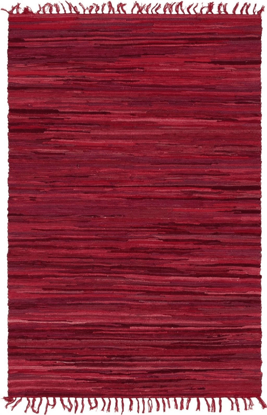 Unique Loom Chindi Cotton Collection Soft Hand Woven Natural Fiber Striped Area Rug, 4 ft x 6 ft, Red/Purple