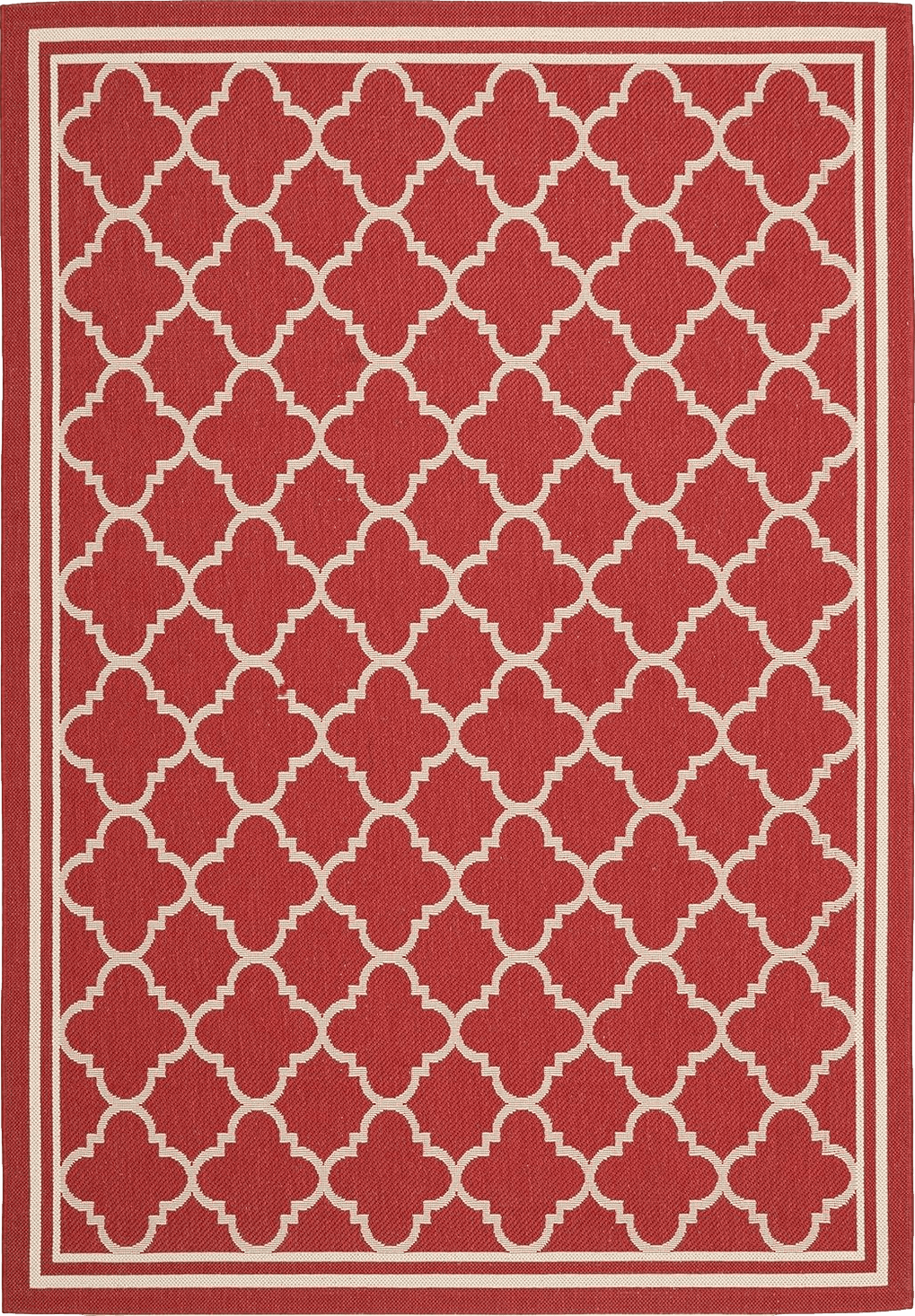 SAFAVIEH Courtyard Collection 5'3" x 7'7" Red/Bone CY6918 Trellis Indoor/ Outdoor Splashproof Easy Scrubbing Patio Backyard Mudroom Area Rug