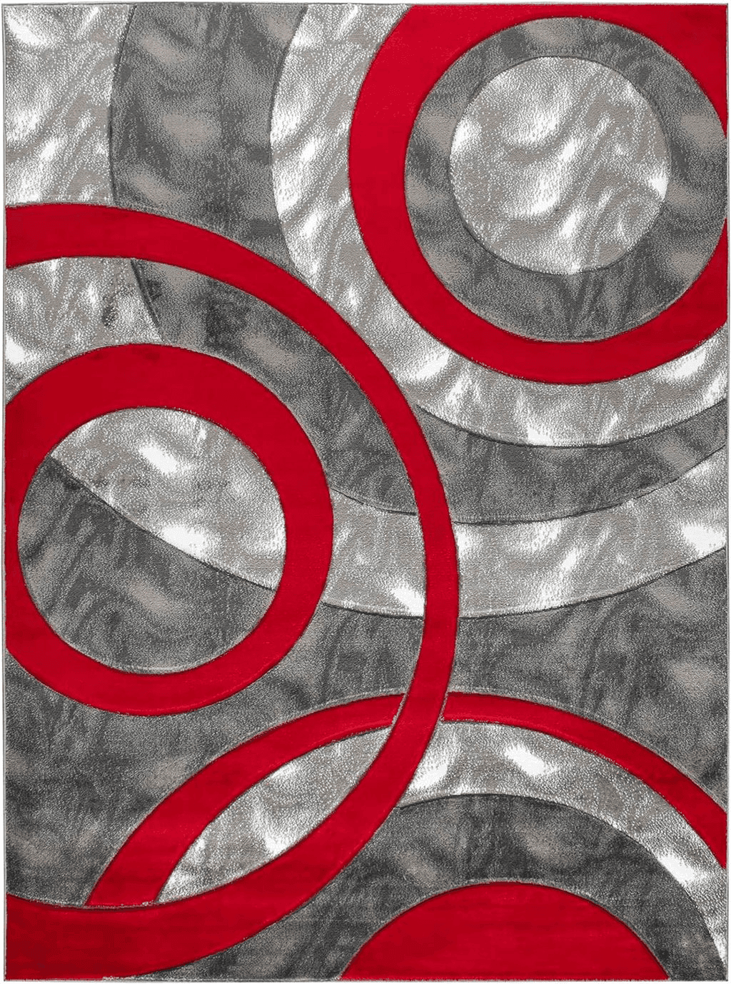 GLORY RUGS Area Rug Modern 5x7 Light red Circles Geometry Soft Hand Carved Contemporary Floor Carpet Fluffy Texture for Indoor Living Dining Room and Bedroom Area