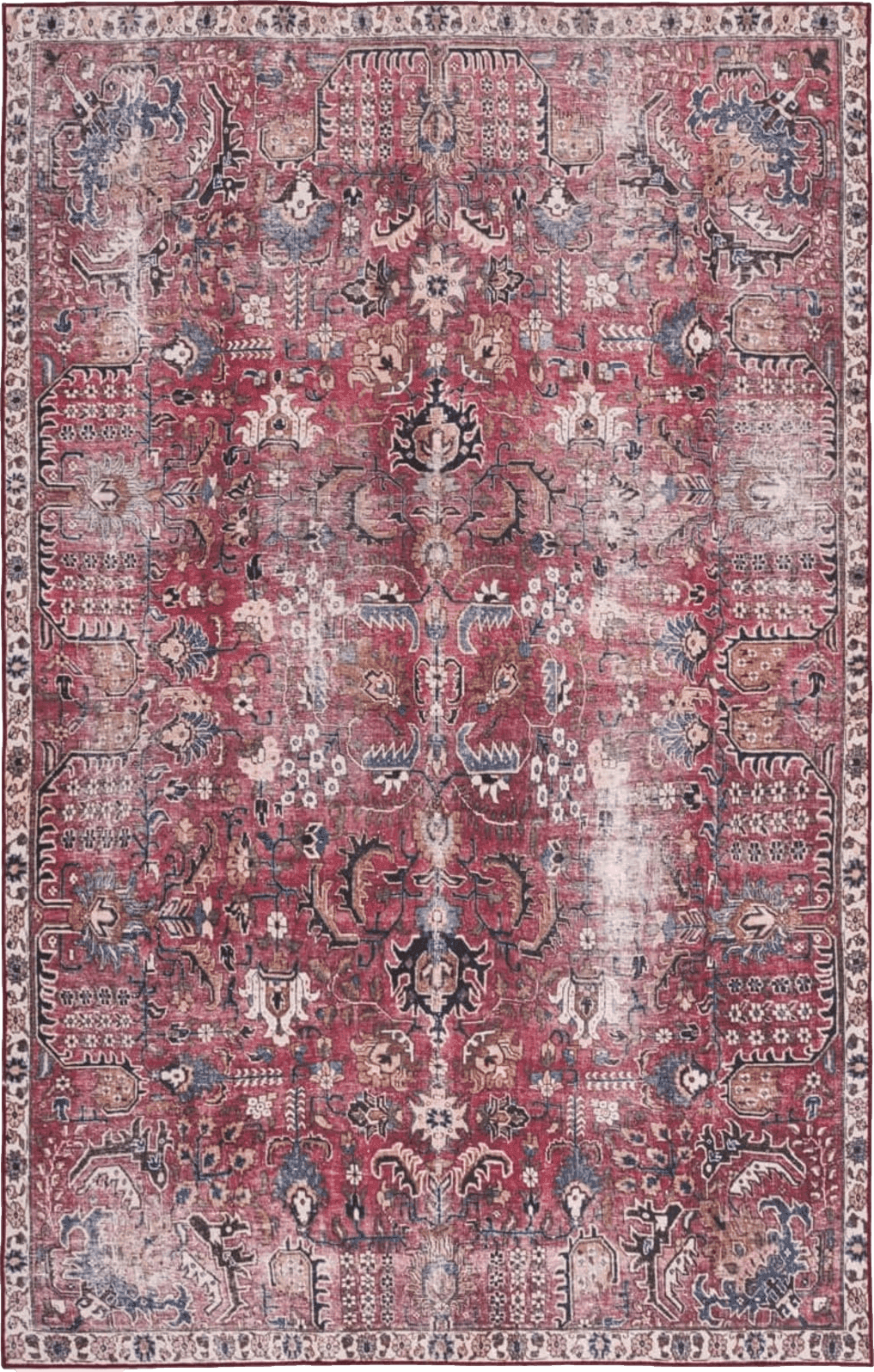 Area Red 8x10 Safavieh Tucson Collection Area Rug - 8' x 10', Red & Beige, Persian Distressed Design, Non-Shedding Machine Washable & Slip Resistant Ideal for High Traffic Areas in Living Room, Bedroom (TSN174Q)