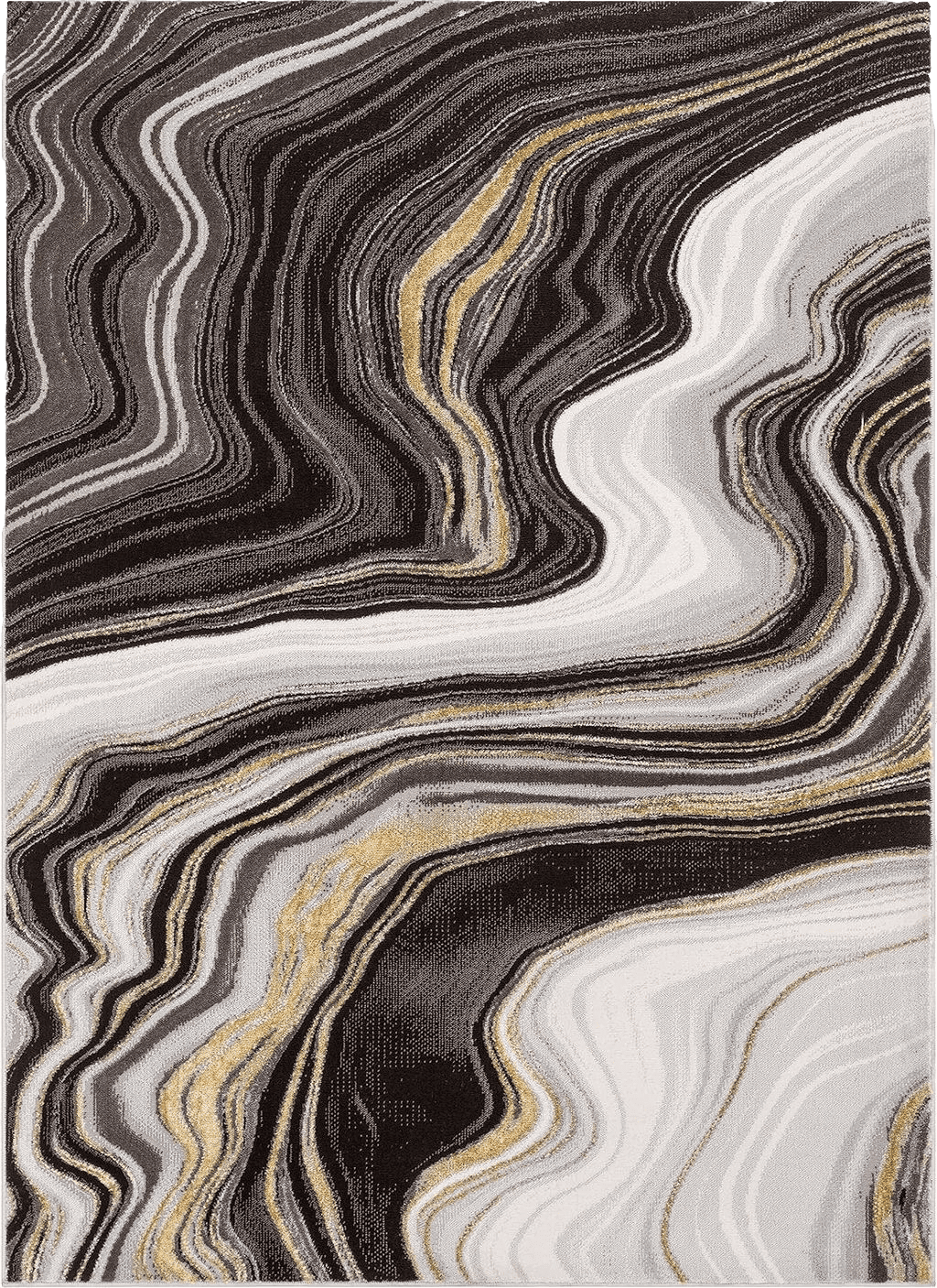 Well Woven Werrick Grey & Gold Striated Marble Pattern Area Rug (5'3" x 7'3")