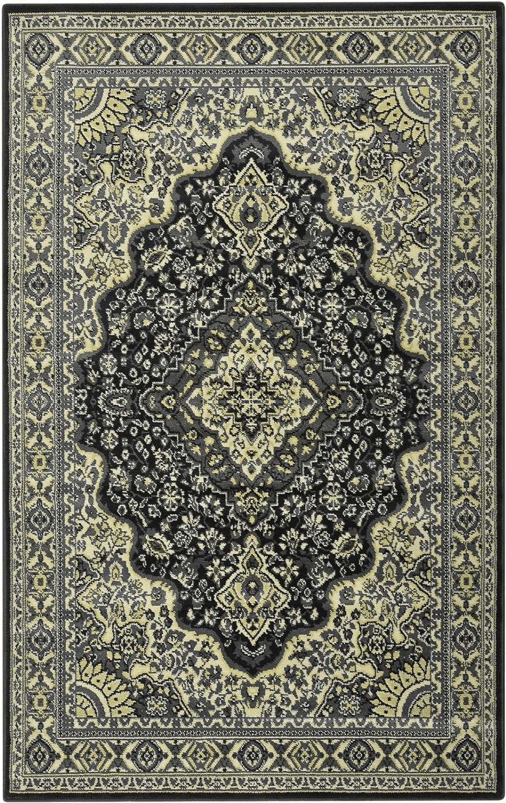 Area Yellow GlowSol Area Rugs 5x8 Persian Vintage Area Rug Large Bedroom Rug Non-Slip Traditional Living Room Rug, Non-Shedding Distressed Medallion Dining Mat Indoor Carpet for Office Entry, Gray 5x8