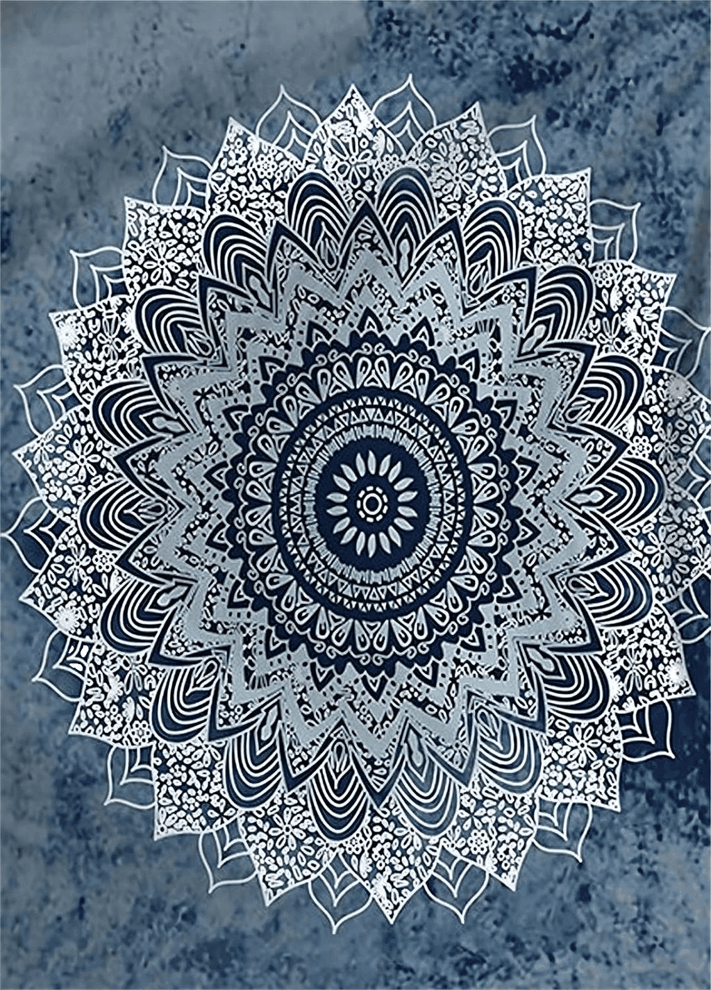 Mandala Area Rugs, 5x8ft, Vintage Bohemian Mandala Ethnic Style Area Carpet Modern Blue and White Print Pattern Floor Mats for Indoor Outdoor Living Room Bedroom Yoga Room Balcony Aesthetic Decoration