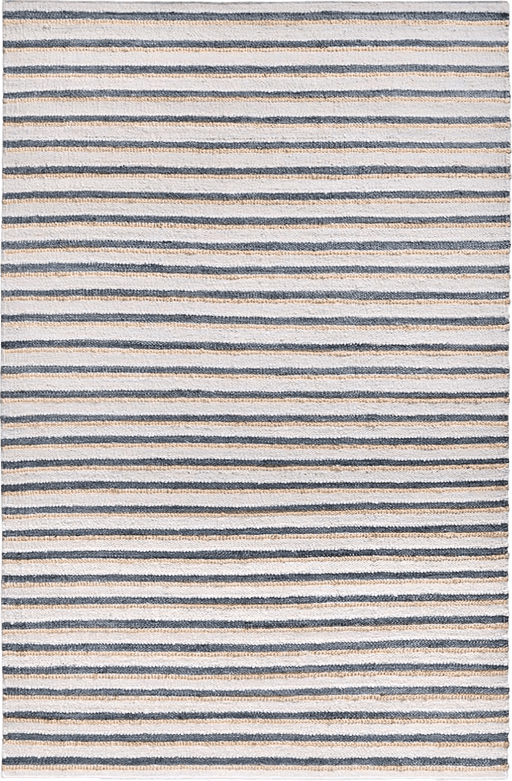 Fluffy Grey Benjara Azu 5 x 8 Handmade Medium Area Rug, Classic Stripes, Aqua, Ivory,White and Blue