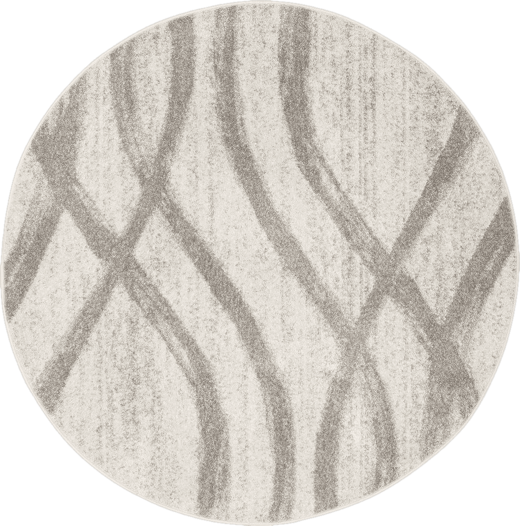 SAFAVIEH Adirondack Collection 8' Round Cream/Grey ADR125C Modern Wave Distressed Non-Shedding Living Room Bedroom Area Rug