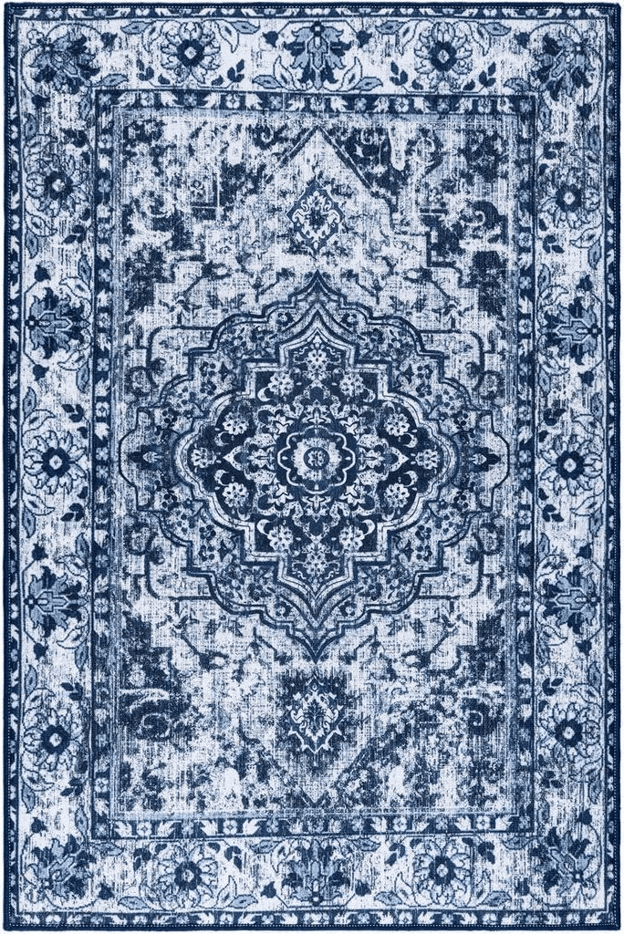 ULTSOFE 4x6 Rugs for Living Room Bedroom, Area Rug Vintage Rug Indoor Floor Soft Print Carpet Blue Accent Rugs, Throw Rug Non-Shedding Low-Pile Non-Slip Washable Rug