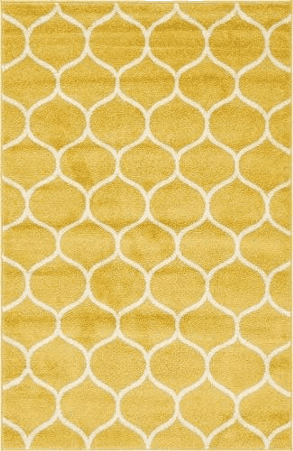 Yellow Unique Loom Trellis Frieze Collection Area Rug - Rounded (4' 1" x 6' 1", Yellow/ Ivory)