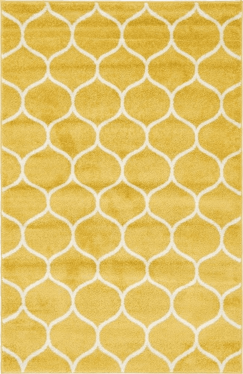 Yellow Unique Loom Trellis Frieze Collection Area Rug - Rounded (4' 1" x 6' 1", Yellow/ Ivory)