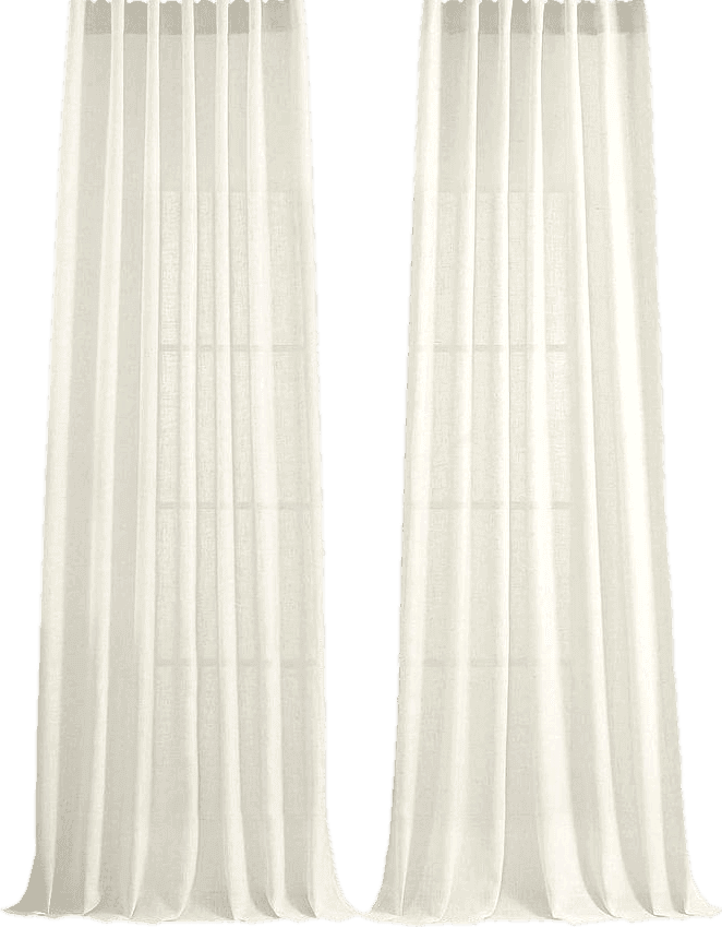 Joydeco Linen Curtains 2 Panel Set,Light Filtering, Ivory on Linen Curtains 96 Inch Curtains for Living Room, Cream Drapes 96 Inches Long Rod Pocket Back Tab Curtains (96" L x 52" W)