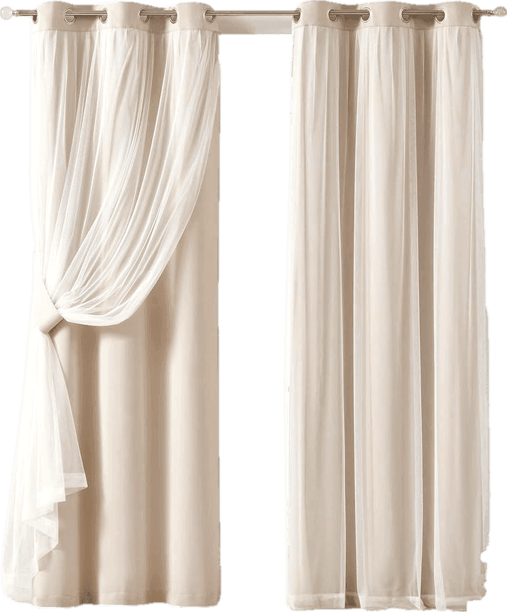 Bujasso Beige 90% Blackout Curtains with Sheer Overlay Mix and Match Double Layer Thermal Insulated Window Panels 95 inch for Living Room Bedroom Beige Drapes with Tiebacks Grommet Top 37" Wx95 Lx2