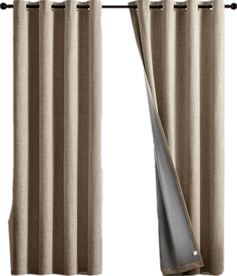 CUCRAF Full Blackout Window Curtains 84 inches Long,Faux Linen Look Thermal Insulated Grommet Drapes Panels for Bedroom Living Room,Set of 2(52 x 84 inches, Light Khaki)