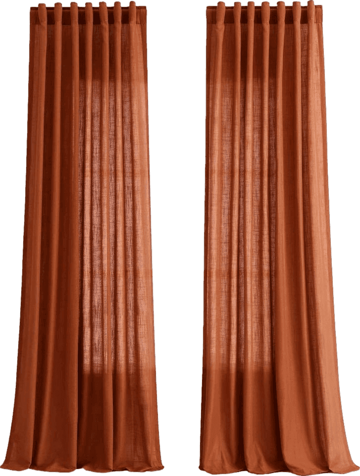 Terracotta Linen Curtains 84 inches Long 2 Panel Set Back Tab Rod Pocket Rustic Farmhouse Boho Curtains for Living Room Semi Sheer Brick Burnt Orange Bohemian Fall Decor for Dining Room Rust