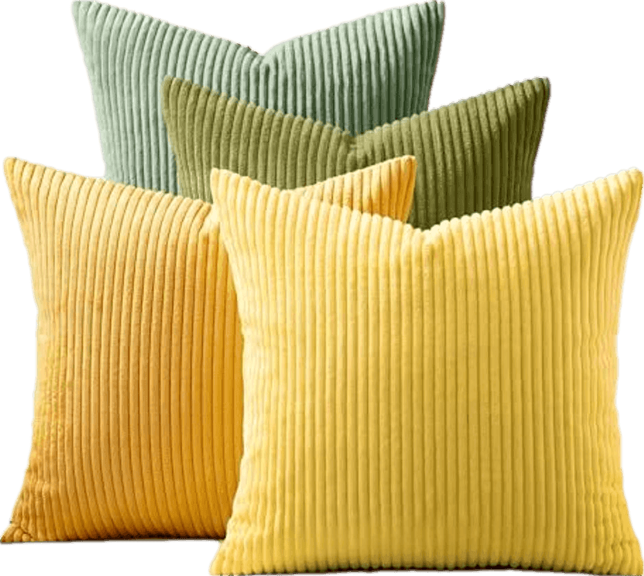 Topfinel Decorative Throw Pillow Covers 18x18 Inches Set of 4,Striped Corduroy Sage Green Yellow Color-Clash Design Cushion Cover,Pillow Case for Bedroom Couch Sofa Living Room,Summer Home Decor