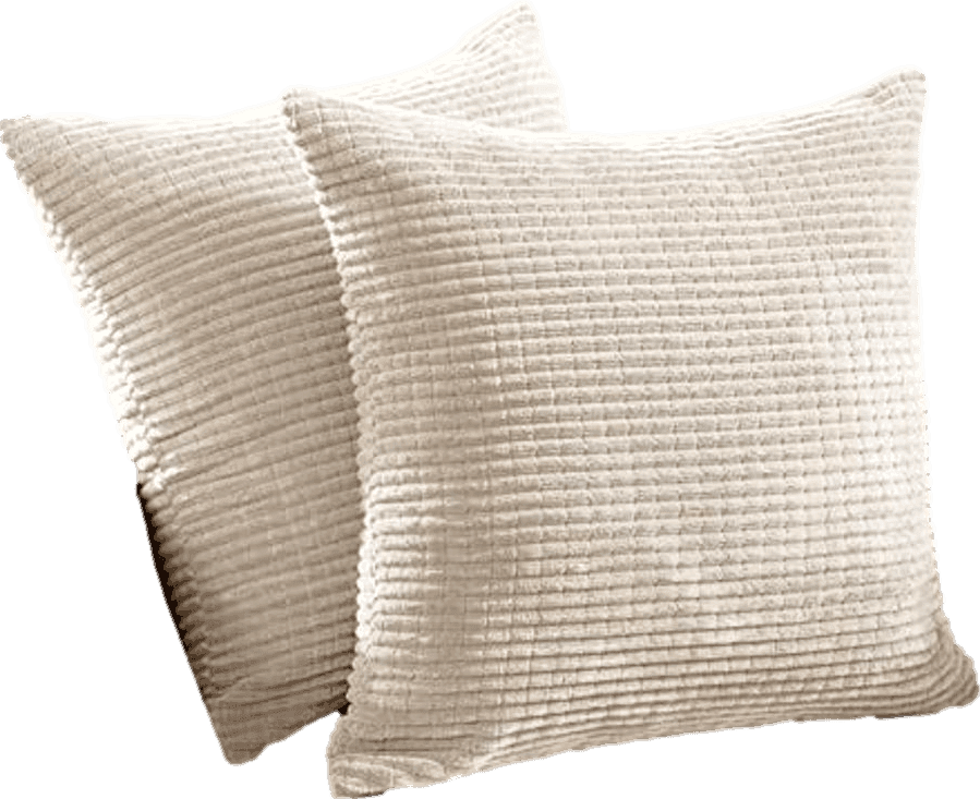 Deconovo Throw Pillow Covers Corduroy 18x18 Inch Cream Stripe Pattern Square Soft Cushion Covers for Couch Bedroom Sofa Living Room Bed Chair Solid Pack of 2