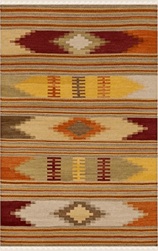 SAFAVIEH Kilim Collection Area Rug - 8' x 10', Red & Multi, Handmade Southwestern Tribal Wool, Ideal for High Traffic Areas in Living Room, Bedroom (NVK177A)