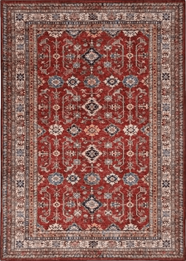 6x9 Rugland 6x9 Rug - Stain Resistant Washable Rug, Anti Slip Backing Rugs for Living Room, Vintage Tribal Area Rugs (TPR10-Burgundy, 6'x9')